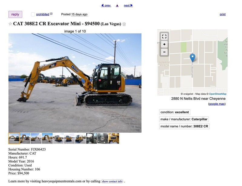 Craigslist Heavy Equipment for Sale By Owner
